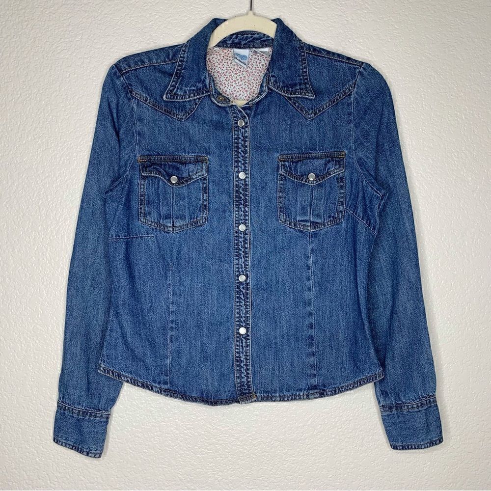 Andrew & Co Vintage Women’s Denim Button Down Shirt, Sz Small
